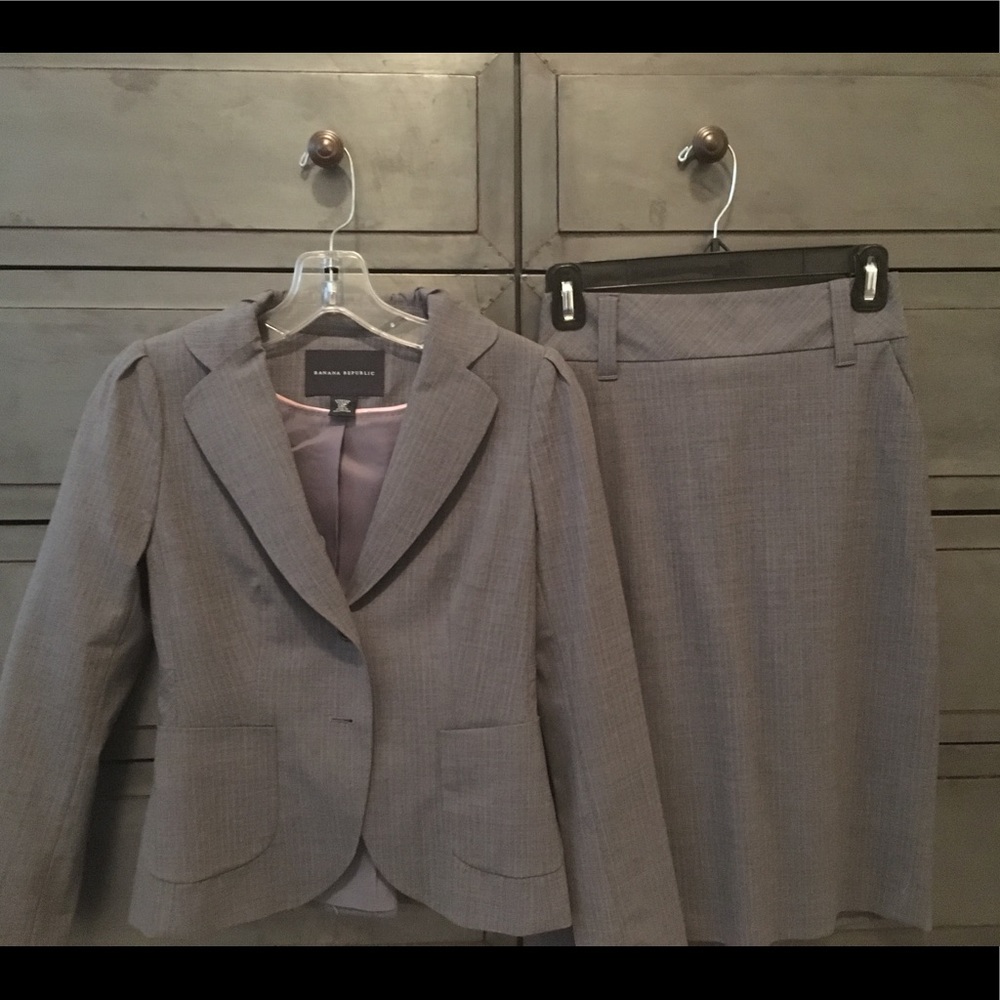 Banana Republic pinstripe skirt suit